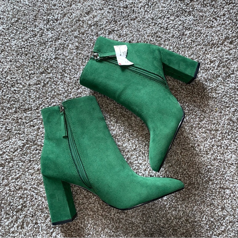 Madden girl green heeled booties